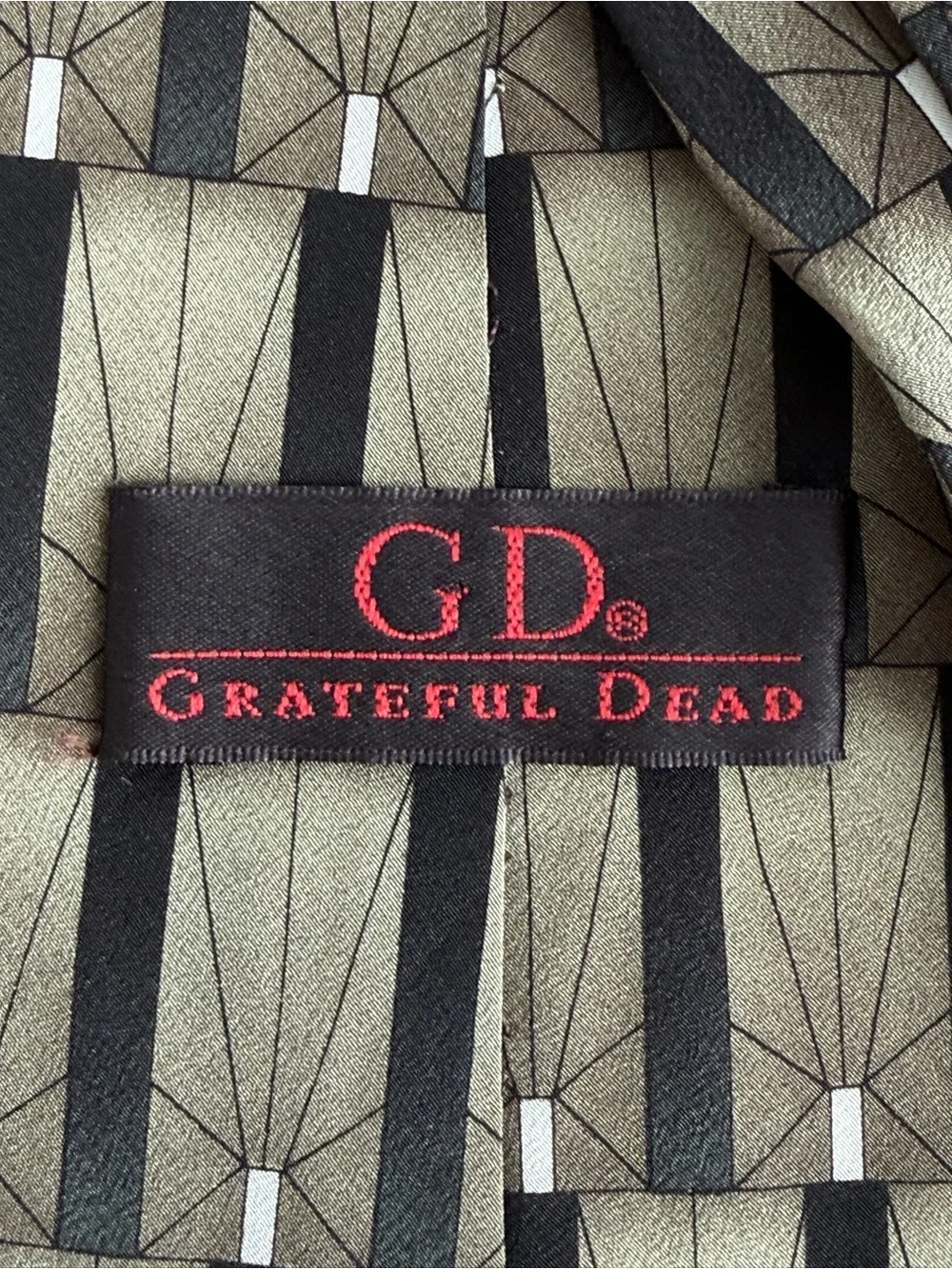 Grateful Dead Classic Geometric Men's Tie in Beige and Black